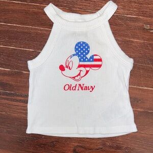 Old Navy White Tank Top with Patriotic Mickey Mouse